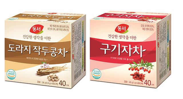 동서 도라지 작두콩차와 구기자차 제품 이미지. (사진=Dongsuh Foods Corporation)
