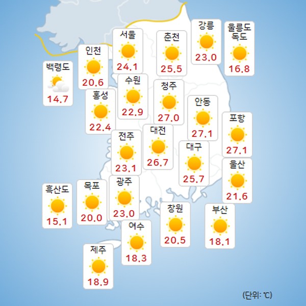 [기상청, 지역별 오늘의날씨 및 내일날씨]<b>전국</b> 대부분 지역 대기 매우 ...