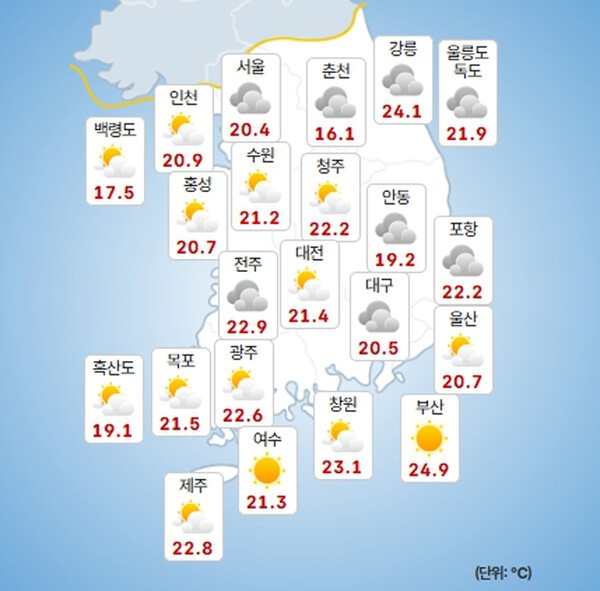 기상청 날씨누리 오늘 강한 비와 더위 경보