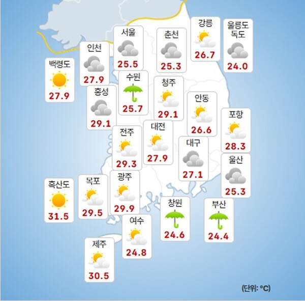 [오늘의 <b>날씨</b> 및 내일<b>날씨</b>]내일 아침까지 경남남해안 중심 비, 모레까지...